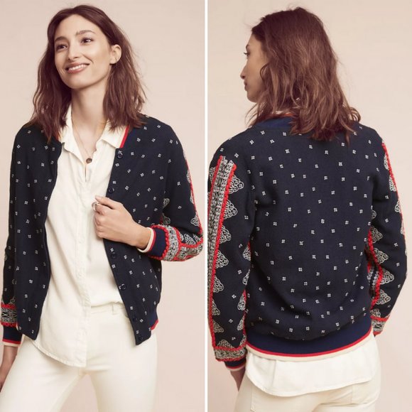 Anthropologie Jackets & Blazers - Anthro Conditions Apply Onrelsa Embroidered Bomber